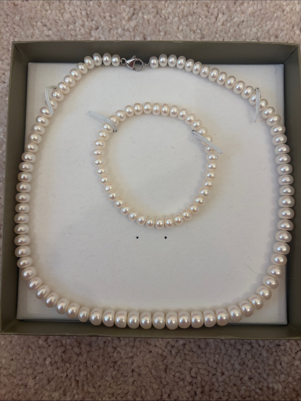 Honora Cream Pearl Necklace and Bracelet Set with Silver Clasp
